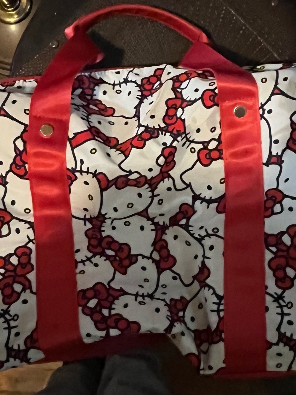 Hello Kitty White Tote with Red Bow Accents